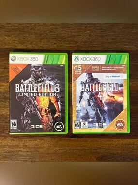 2 GAMES - Battlefield 3 and 4 Limited Bonus DLC RARE XBOX 360 CIB DEAL